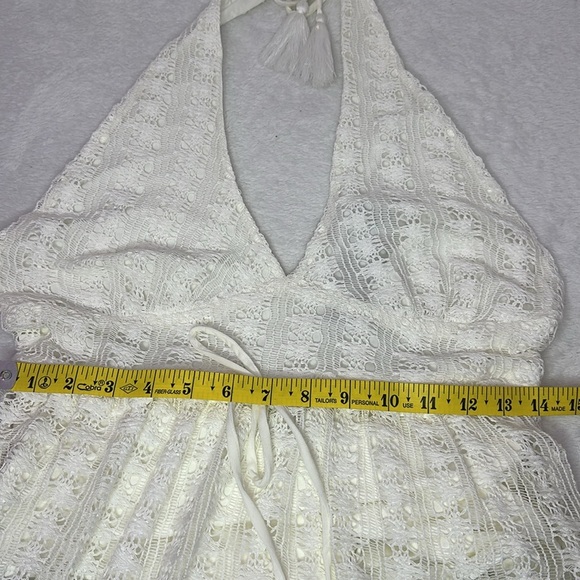 Lulu’s Destination Summer Ivory Crochet Halter Maxi Bodysuit Dress Medium - Picture 15 of 16